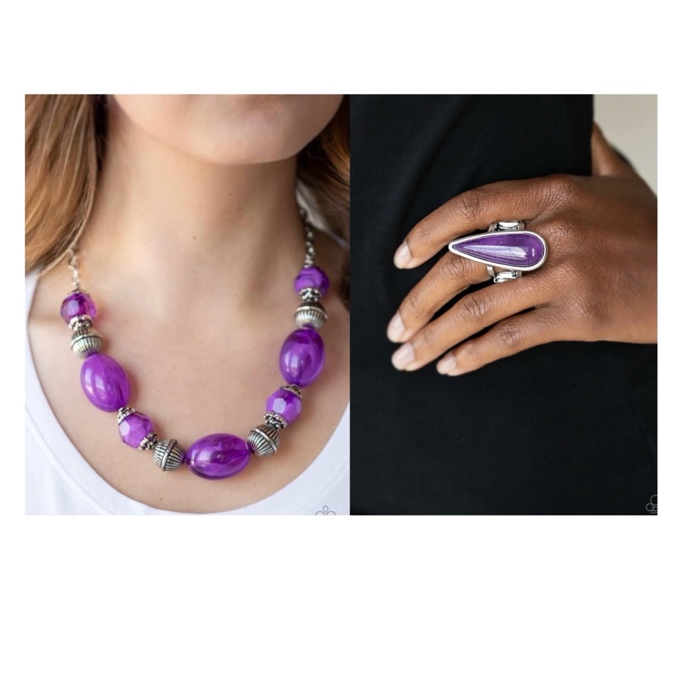 NEW - Paparazzi Purple Statement Necklace & Ring Set